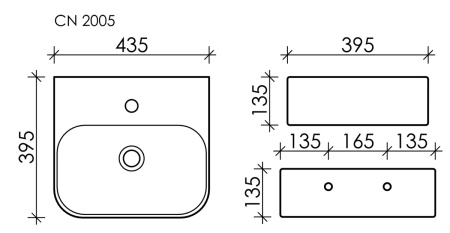 Раковина из сантехнического фарфора Ceramica Nova AURA CN2005 40х40 подвесная цвет белый 1 отверстие под смеситель